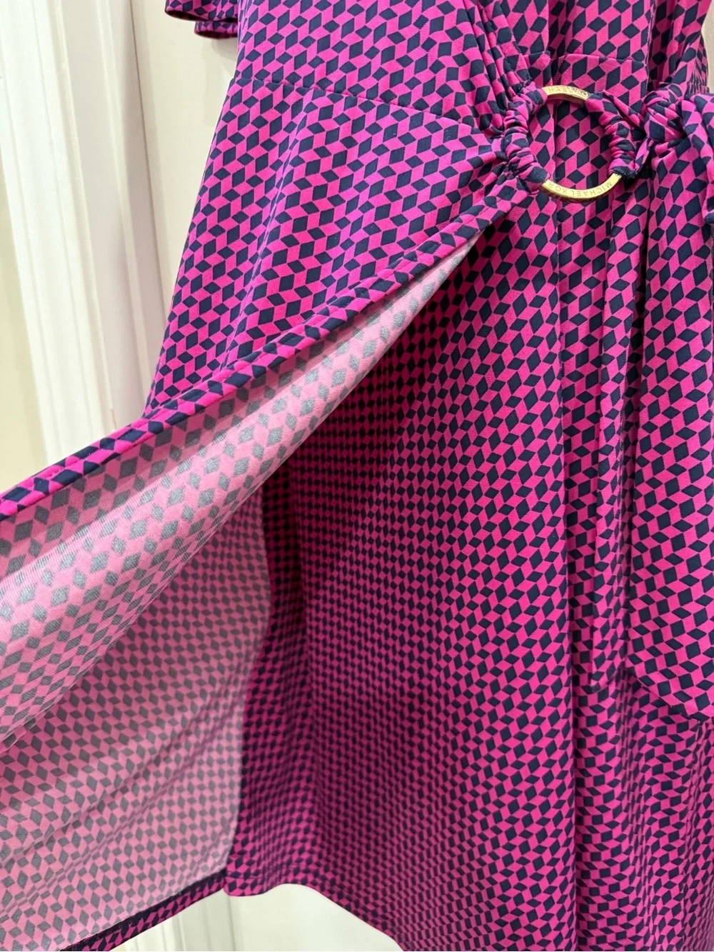 Michael Kors Geometric Wrap Midi Dress Size Medium